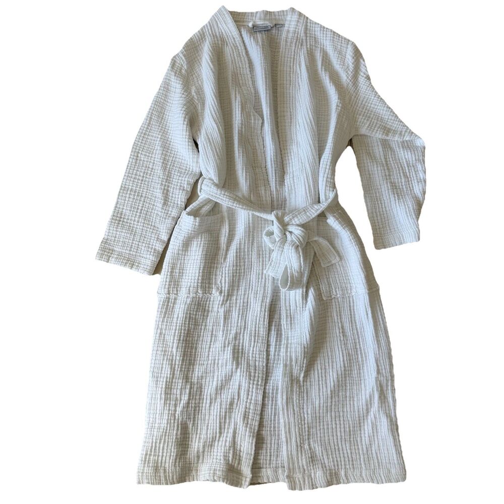 Linum Home Textiles White 100% Turkish Cotton Gauze Bathrobe Unisex L/XL
